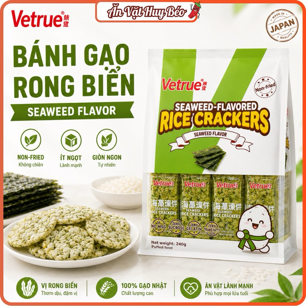 VETRUE MILK RICE CRACKERS - SEAWEED 240G